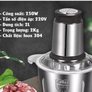 Máy Xay Thịt Đa Năng Cối Inox 2L 304,4 Lưỡi Dao Thép Không Gỉ,Say Sinh Tố Thịt, Cá, Rau củ,Hoa Quả [ Hàng Loại 1 ]