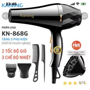 ￼Máy sấy tóc KANING sấy 2 chiều 3 chế độ nhiệt tạo kiểu dễ dàng tặng kèm bộ 1 - 3 hoặc 5 phụ kiện tùy phân loại máy sấy