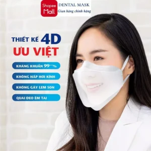 ( TẶNG 20 CÁI )Thùng 300 cái khẩu trang 4D Kf94 người lớn Dental Mask chính hãng 4 lớp kháng khuẩn chống tia UV