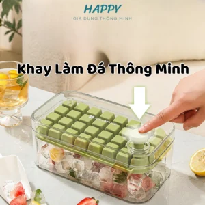 [Tặng Muỗng Xúc] Hộp Khay Làm Đá Thông Minh 2 khay 64 Viên Chất Liệu Silicon, Khay Làm Đá Tiện Lợi An Toàn Với Sức Khỏe