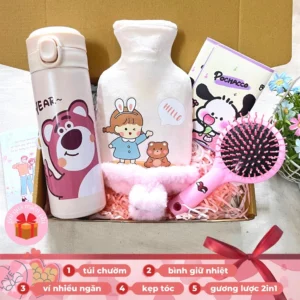 Sét quà tặng bạn gái ngày lễ 8/3 valentine kèm hộp quà túi xách bộ quà tặng sinh nhật, combo túi chườm bụng 350ml