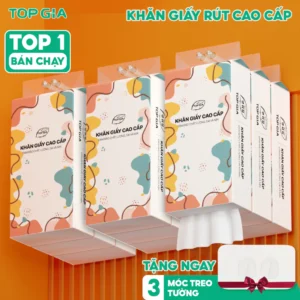 Giấy vệ sinh treo tường TopGia thùng 6 bịch đa sắc treo đa năng từ bột gỗ nguyên chất, 1280 tờ 4 lớp
