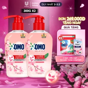 Combo 2 Chai Nước Giặt Đồ Lót OMO Hương Hoa Anh Đào Thanh Lịch 300G
