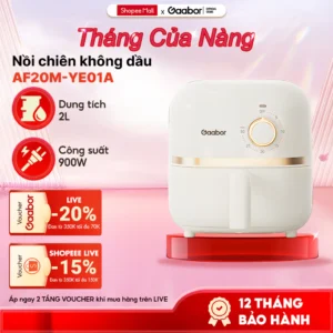Nồi chiên không dầu GAABOR AF20M-YE01A dung tích 2L công suất 900W nóng nhanh, nhỏ gọn, giá rẻ