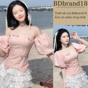 [DESIGNED BY BD.BRAND ]- SET ÁO PEPLUM HỒNG CÚC + VÁY CÔNG TẦNG CÔNG CHÚA TRỄ VAI, TAY BỒNG TIỂU THƯ ĐI TIỆC,