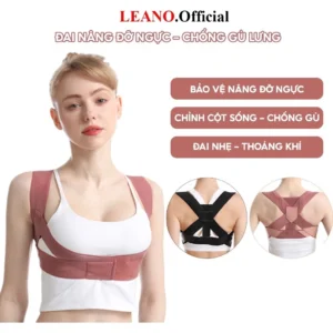 Đai chống gù lưng nam nữ LEANO , Đai nâng ngực nữ có nẹp chỉnh cột sống, Đai bảo vệ vòng 1 A4