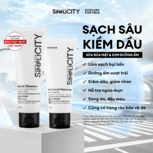 Combo chăm sóc da làm sạch bảo vệ toàn diện cho nam Men Stay Simplicity Starter Duo: Sữa rửa mặt x Kem dưỡng ẩm