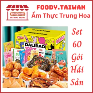 Hộp 60 Gói Ăn Vặt Hải Sản Cá Cay-Thanh Cua-Cá Mực Viên-Đậu Phụ-Chả Cá Các Loại - Hộp Quà Sang Trọng - foody.taiwan