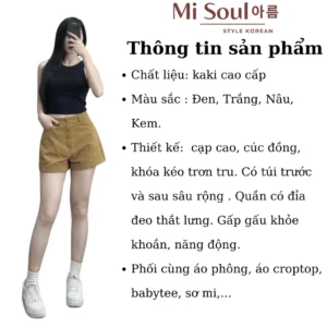Quần Short KaKi Cạp Cao BigSize Gập Gấu MiSoul, Quần Đùi Sắn Gấu Phong Cách Hàn Quốc 263
