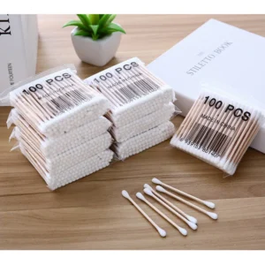 Bịch 30/100 tăm bông thân gỗ ngoáy tai,nặn mụn
