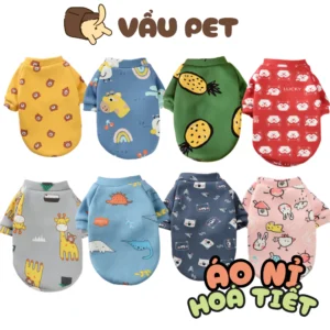 Áo cho chó mèo Nỉ họa tiết ngộ nghĩnh - Quần áo cho chó poodle, con, lớn, mèo, thú cưng Vẩu Pet Shop