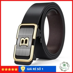 Thắt lưng nam da cao cấp, dây lưng nam mặt khóa tự động sang trọng, nịt da màu đen TLĐ01