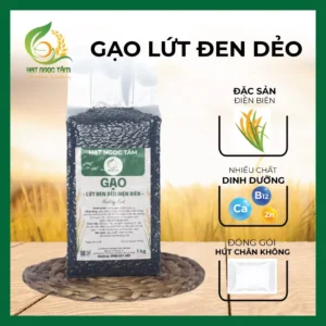 Gạo Lứt Đen Dẻo Điện Biên (1kg) | Gạo Hạt Ngọc Tâm